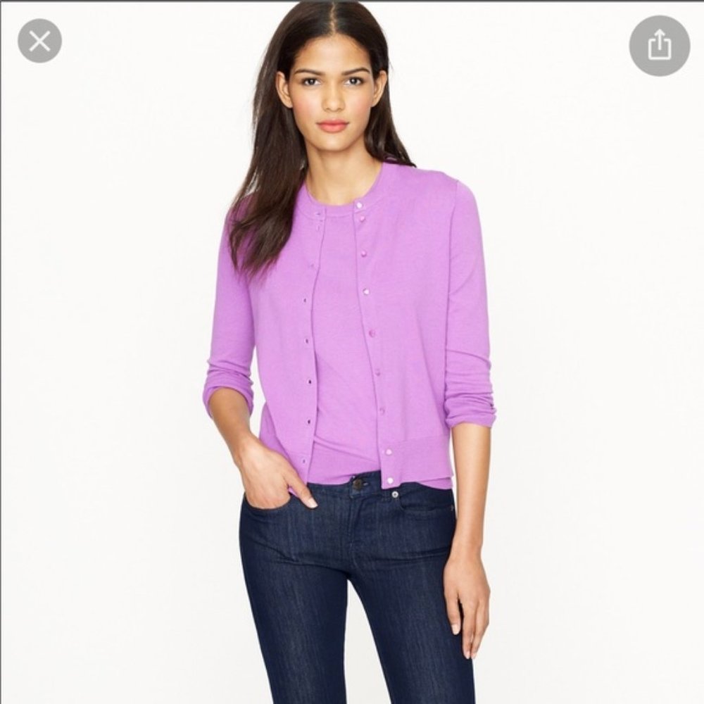 J.Crew Jackie Lilac Twin Set M, Cardigan Sweater and Shell